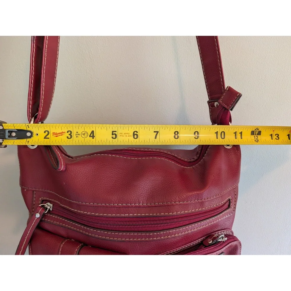 Relic by Fossil Burgundy Red Pebbled Crossbody Bag Organizer Purse Buckle Y2K